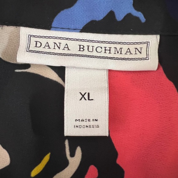 Dana Buchman Womens XL Abstract Floral Button Up Blouse Multicolor Long Sleeve - Picture 7 of 9